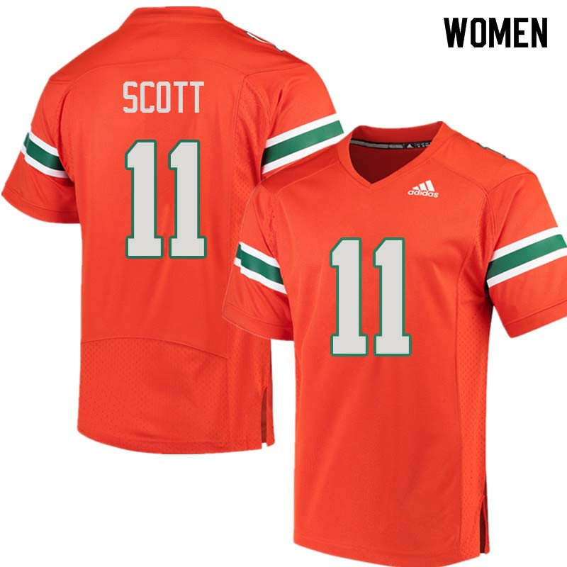 Women Miami Hurricanes #11 Rashawn Scott College Football Jerseys Sale-Orange